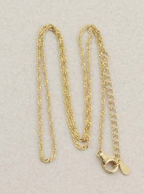 18k Yellow Gold Over Sterling Silver Singapore Twist Chain Necklace 18" to 20"